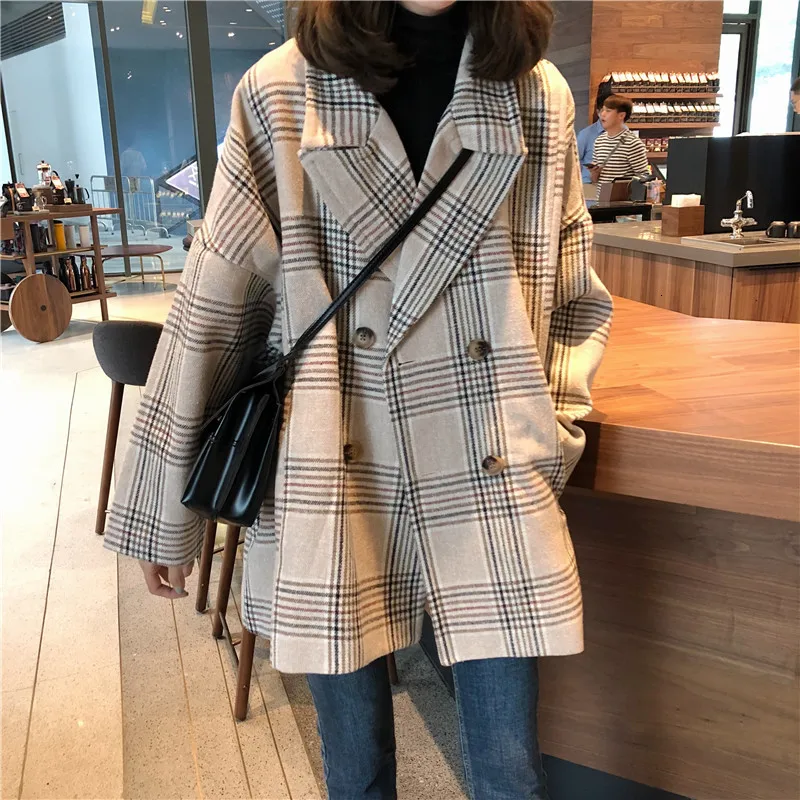 Goede Vrouwen Herfst Winter Plaid Trenchcoat Lange Kleding Overjas met Katoen Binnen Plus Size Manteau Femme Casaco Feminino