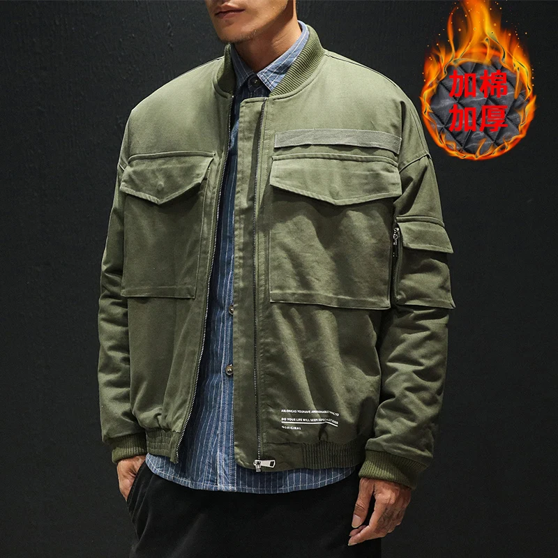

Safari Style Men's Coat Multi-Pocket Large Sizes Cotton Clothing Comfortable M-5XL Black Green Men Cotton Jacket