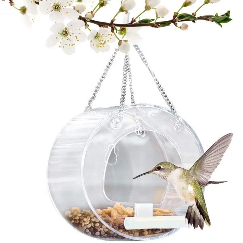 Title 3, Outdoor Indoor Portable Round Bird Feeder Trans...