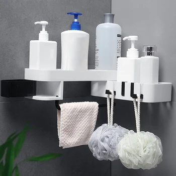 

Bathroom/Kitchen Shelves 180 Rotating Corner Shower Shelf Bathroom Shampoo Shower Shelf Holder Punch Free Wall Holder Household