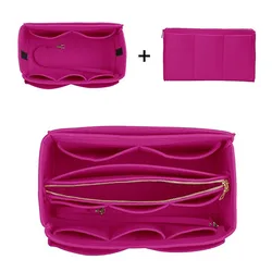 HHYUKIMI Makeup Organizer Felt Insert - Portable Travel Cosmetic Bag - 30X16X16CM (Rose)