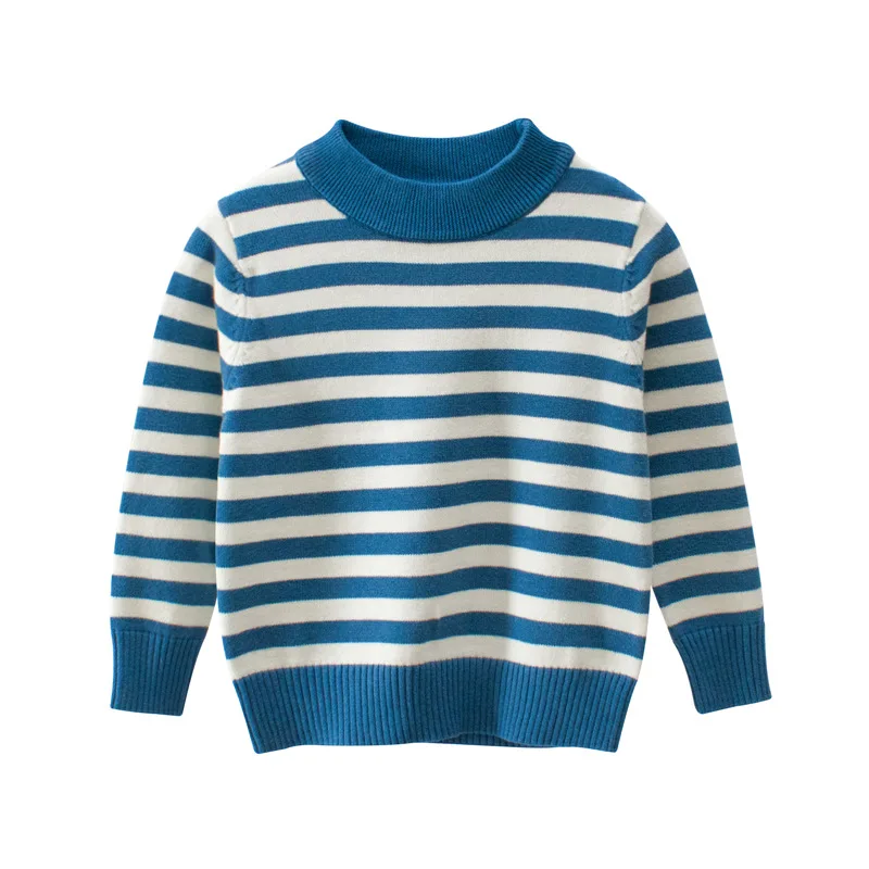 Детский вязаный свитер в полоску, пуловер для мальчиков и девочек, детский осенне-зимний свитер, топы, повседневная хлопковая одежда, костюмы