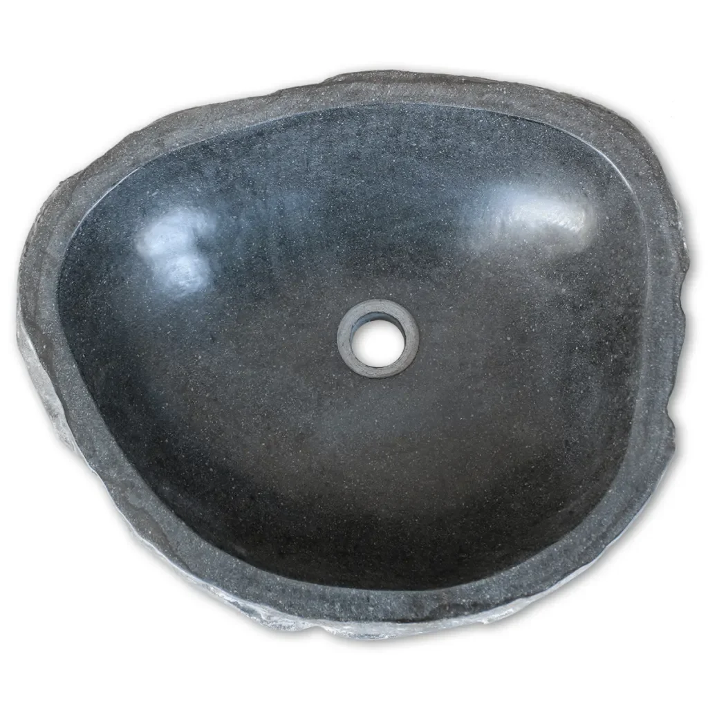 River Stone Basin Oval Countertop Black Sink For Bathroom Accessories