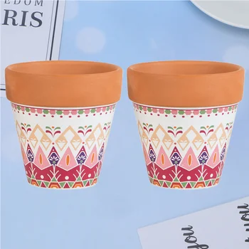 

2PCS Red Pottery Succulent Flowerpot Creative Ceramic Flower Pot Creative Bonsai Flowerpot Crafts Coarse Pottery Plants Pot for