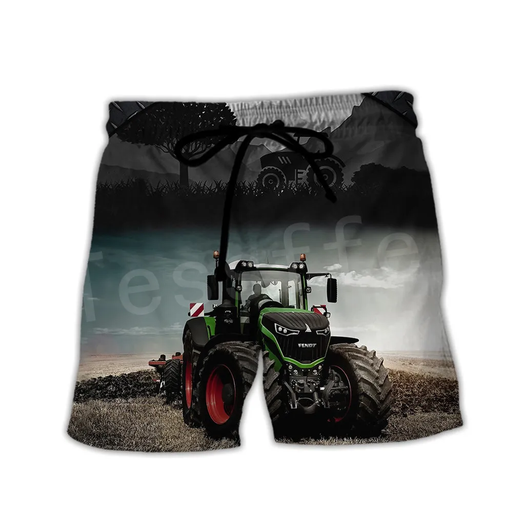 Tessffel 2020Newest Worker Farmer Tractor instrument NewFashion Unisex Casual 3DPrint Summer funny Beach Shorts Short Pants s-1