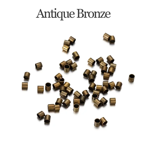 150-500pcs 1.5 2.0 2.5mm Gold Copper Tube Crimp End Beads Stopper Spacer Beads For Jewelry Making Findings Supplies Necklace Antique Bronze