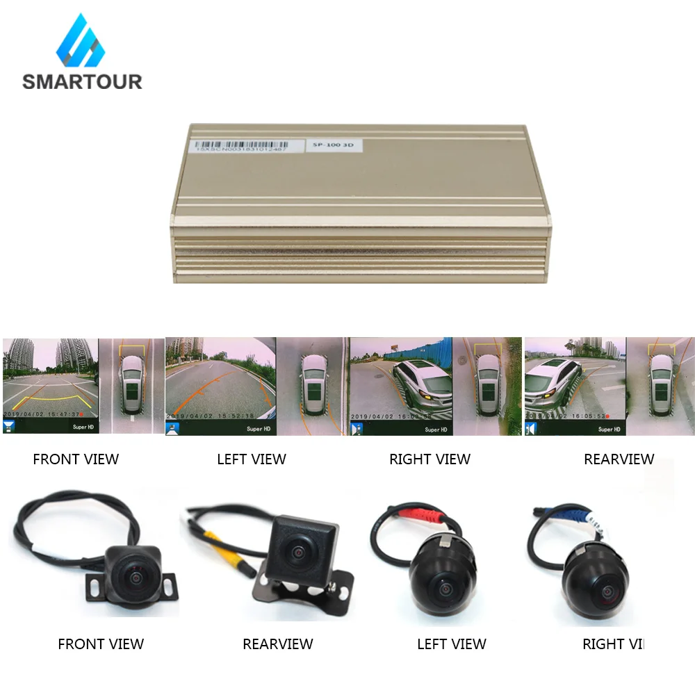 

Smartour 3D Car 4-CH DVR Recorder Surround View Monitoring System 360 Degree Driving Bird View Panorama with 4 Cameras