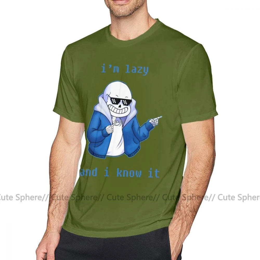 Undertale футболка Lazy And I Know It Оригинальная футболка мужская 6xl футболка уличная одежда забавная футболка из 100 хлопка с принтом - Color: Army Green