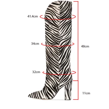 

Women Slip-On Boots Zebra Print Knee High Boots High Heel Sexy Pointy Toe Ladies Winter Long Boots Sexy Shoes New Chelsea Boots