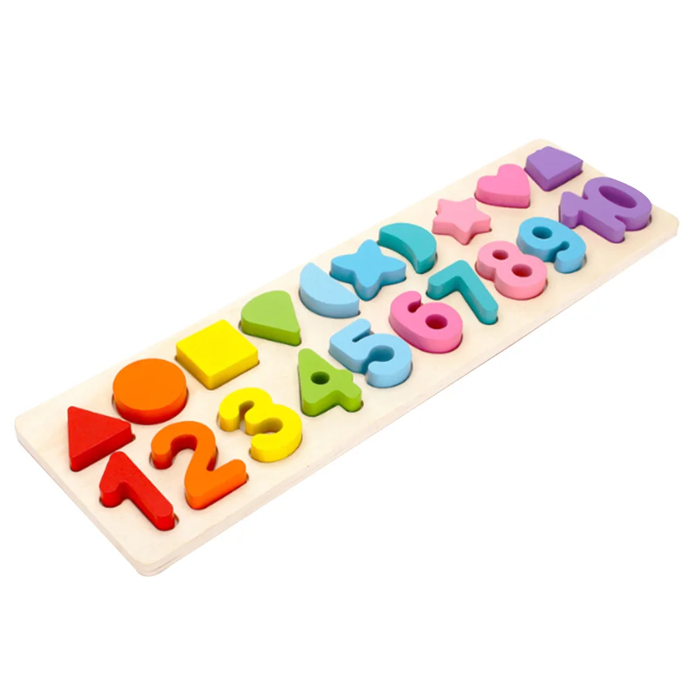 

3D Educational Funny Number Shape Blocks Preschool Practical Gift Kids Wooden Colorful Learning Counting Board Toy Math