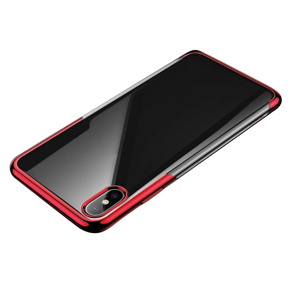 Рамочный чехол ТПУ чехол с металлическим эффектом для iphone XR чехол X XS, 6, 6 S, 7, 8, 11 бампера для iphone 11 чехол s 11PRO 11PRO MAX 8Plus 7plus 6plus кейс - Цвет: Red