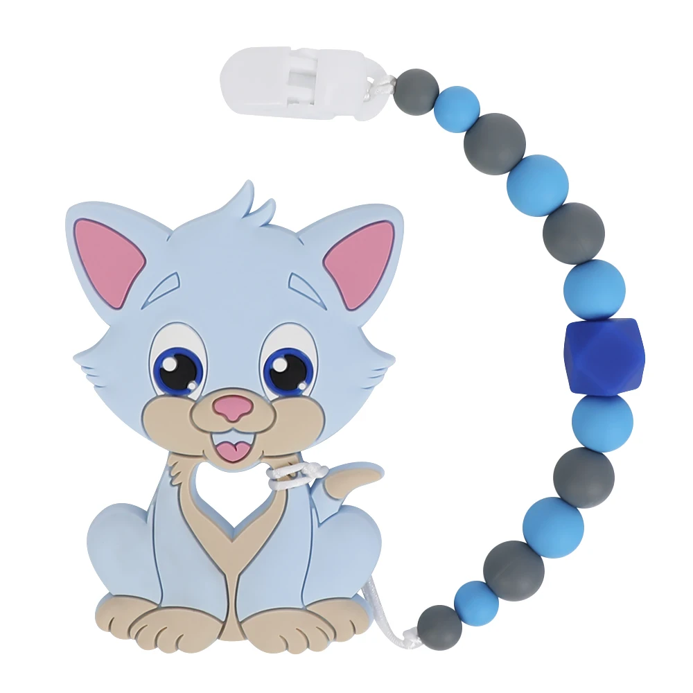 1pc TYRY.HU Bpa Free Cat silicone rodent Baby Teething Ring Gum Massage Baby Silicone Teether - Цвет: 1pc