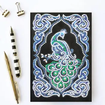 

Peacock DIY Diamond Painting Diary Book Notebook A5 Office Note Memo Pad Christmas Gift Home Decor