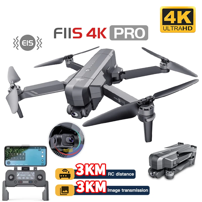Квадрокоптер SJRC F11S 4K Pro профессиональный Дрон с камерой Wi-Fi GPS 2-осевым
