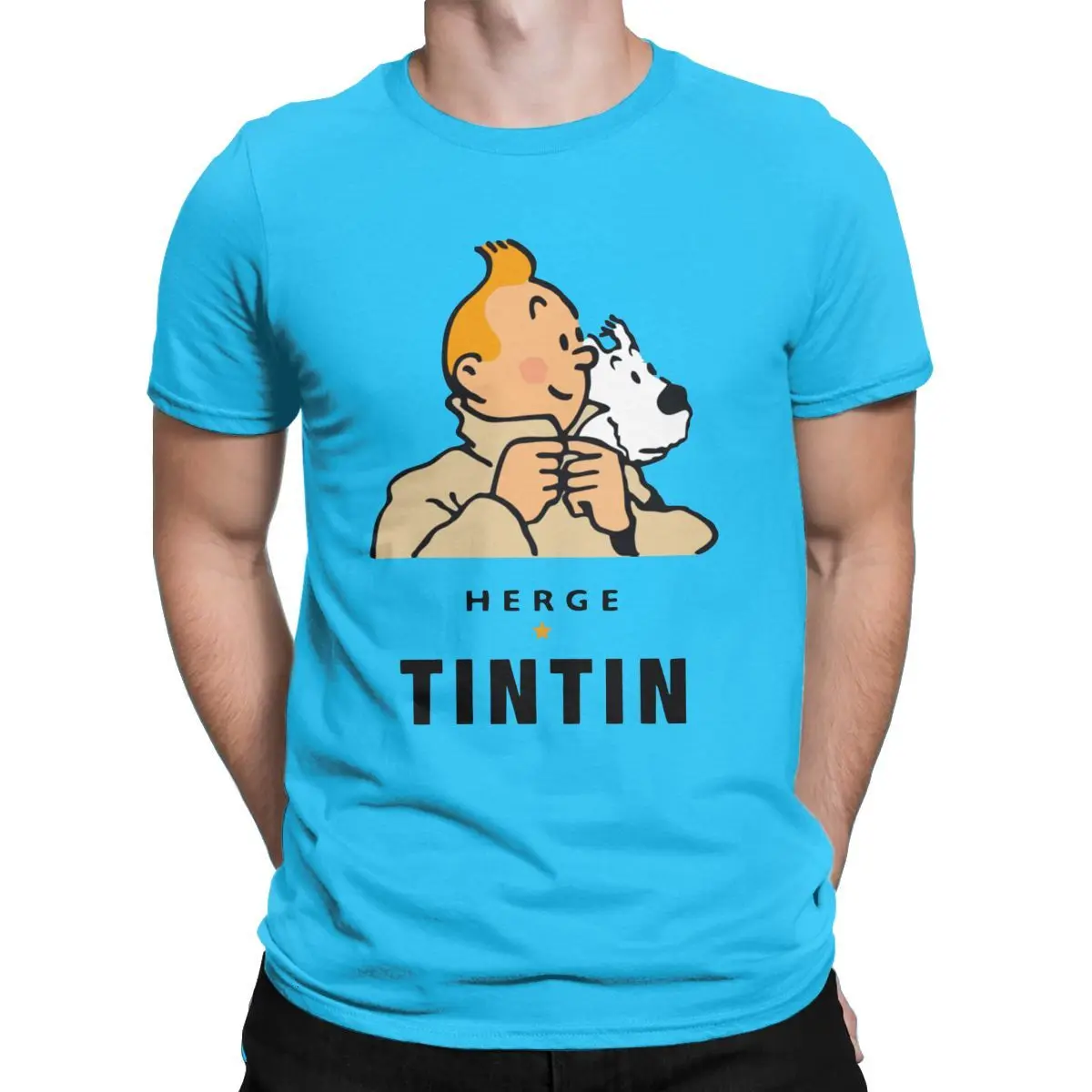 RoyalBlUE Tyburn Herge Tintin футболки мужские Приключения Тинтина Досуг хлопковые футболки с круглым вырезом футболки с коротким рукавом идея подарка одежда - Цвет: RoyalBlUE