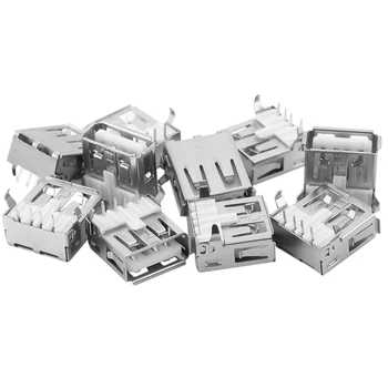 

10 PCS USB Type-A Female PCB Mount Socket Plug Connector Right Angle 4 Pin New