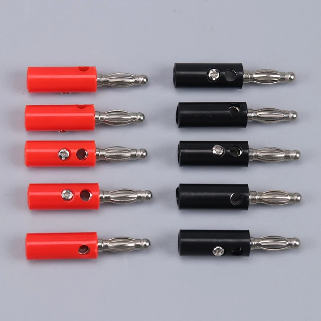 10PCS 4mm Lantern Test Plug Connect From 4mm Diameter Audio Speaker Wire Lantern Silver Plate Plugs Connectors 5PCS black 5PCS red