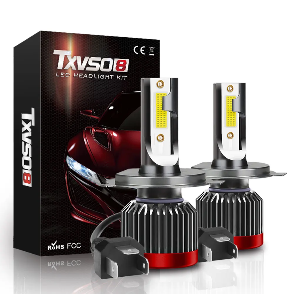 TXVSO8 Auto H4 Led Headlights Bulbs for Car 12V Mini 9003/HB2 Diode Lamps 6000K Hi/Lo Lights 8000LM Coche Bombillas De Faros