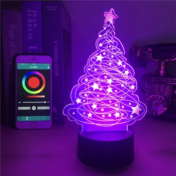 

Clock Base Table Anime Lamp Christmas Tree Festival Atmosphere Direct Supply Children's Night Light Motion Sensor 3D Light