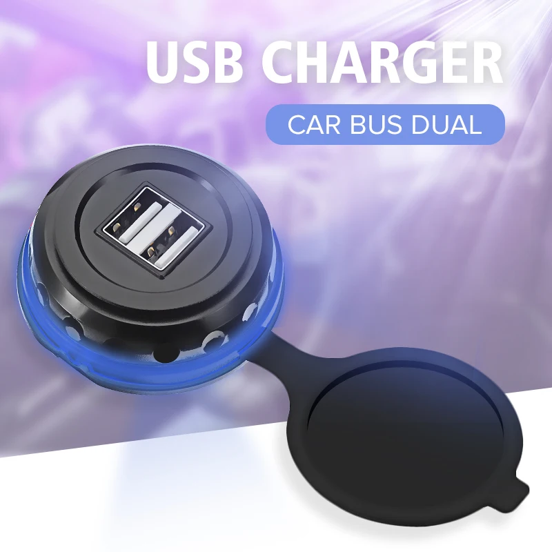 Автомобильное зарядное устройство со светодиодом индикатор 12-24 В 3.1A Dual USB быстрое умное зарядное устройство Автомобильный автобус RV корабль ремонт USB водонепроницаемый авто и мотоцикл