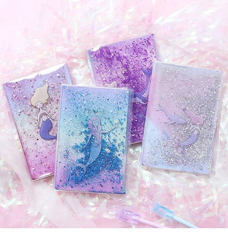 

Cute Qiuck Sand Hand Book Journal Travel Book Diary Notebook Kawaii Mermaid Notebook School Office Supplies Stationery