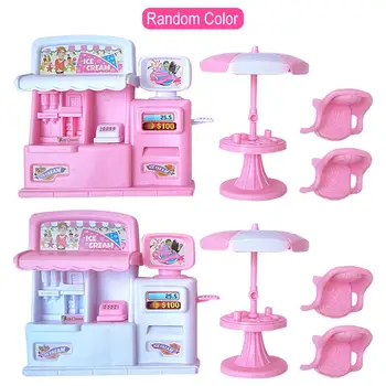 

4PC/Set Simulation Doll house Furniture Ice Cream Shop Kitchen Dining Table Cabinet Children Girl Pretend Game Toy Accessories