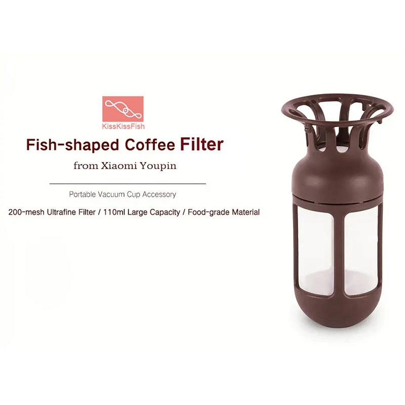for Xiaomi Kisskissfish Moka Cup Coffee Filter Fish-Shaped Coffee Dripper Food-Grade Material Ultrafine Filter Large Capacity 1P