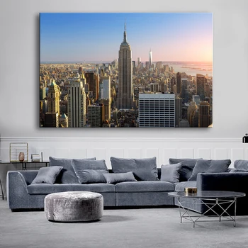 

Modern New York City Buildings Landscape Posters Canvas Paintings Wall Art Pictures Living Room Home Decorative Wall Art Print