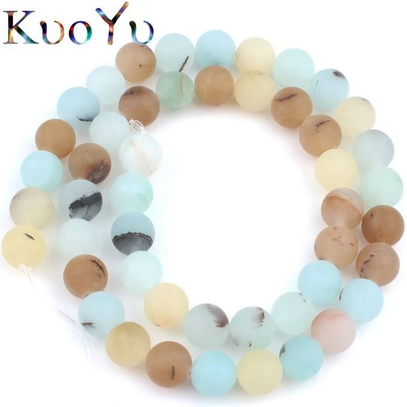 

Natural Dull Polish Frosted Blue Amazon Stone Beads Loose Spacer Bead For Jewelry Making 6 8 10mm 15” Diy Bracelet Accessories