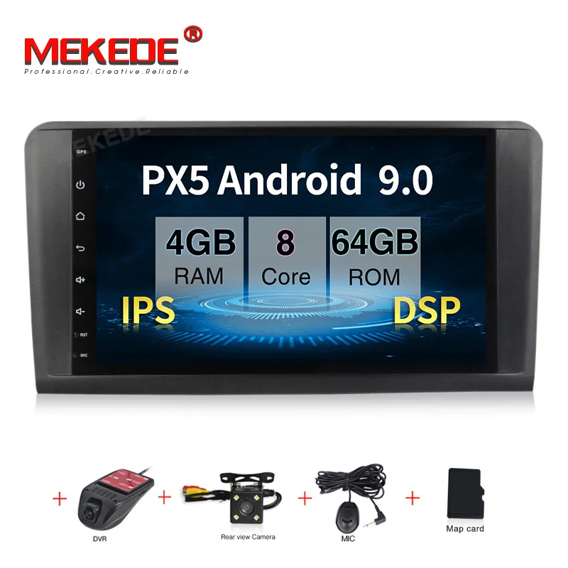 PX5 4 Гб+ 64 ГБ Android 9,0 автомобильный стерео головное устройство навигация gps NAVI мультимедийный плеер для Mercedes Benz ML Класс W164 ML350 ML500 - Цвет: add camera dvr
