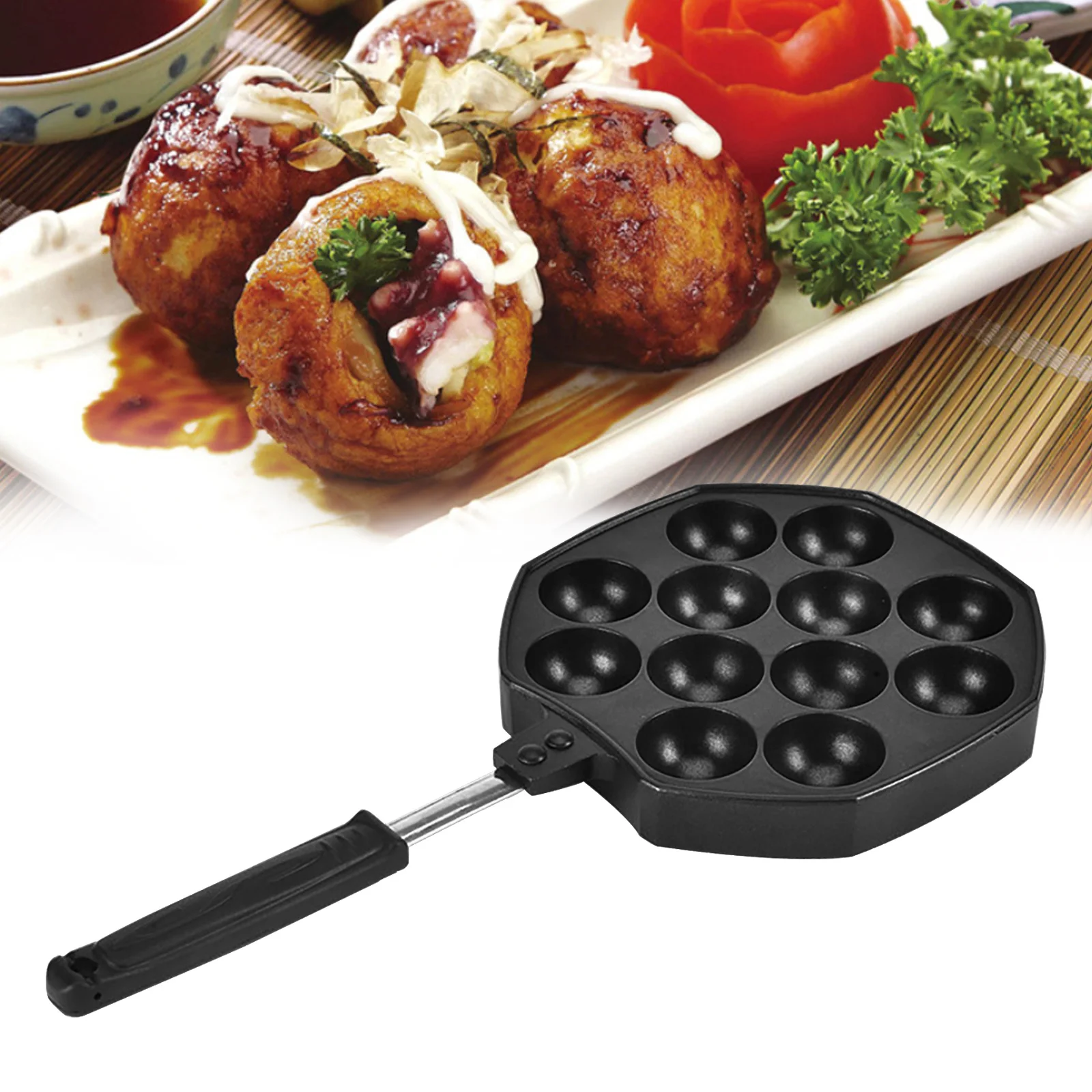 12 Cavities Takoyaki Pan Maker Octopus Small Balls Cast Iron Home Baking Cooking Tools Kitchen Cookware Grill | Дом и сад