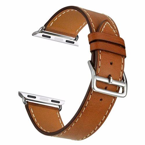 Кожаный ремешок для Apple watch band 44 мм 40 мм iWatch band 42 мм 38 мм одиночный походный браслет ремешок для часов Apple watch 4 3 2 1 - Цвет ремешка: Brown