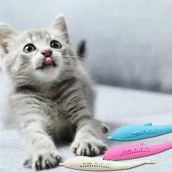

Soft Silicone Mint Fish Cat Toy Catnip Pet Toy Clean Teeth Toothbrush Chew Cats Toys Chew Toys For Small Cats Dogs