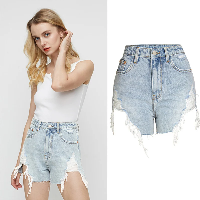 Summer High Waist Wash bleaching Biker Female Shorts Women Hole Sexy Short Womens Denim Pole Dance Booty For Jeans | Женская одежда