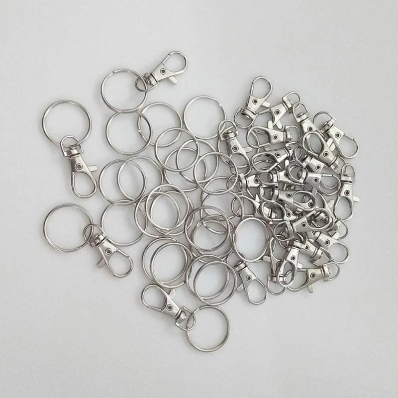 60Pcs/Set Rotating Swivel Lanyard Snap Hook with Key Rings Metal Lobster  Clasp Clips for DIY Keychain Handmade Accessories