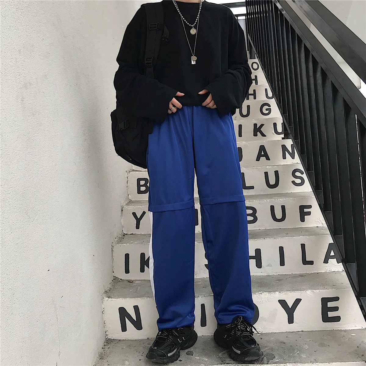 Neploe Harajuku повседневные женские длинные мужские брюки стрейч Высокая талия прямые брюки Новинка хит цвет ретро карманные брюки 54157
