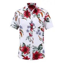 Летняя мужская рубашка с коротким рукавом Повседневная Гавайская Мужская рубашка Camisa Masculina мужская одежда рубашка с цветочным принтом Пляжная рубашка