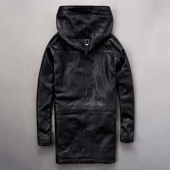 

Italy Vintage Men Long Sheepskin Natural Leather Jacket Winter Real Leather Moto Biker Coat Top Brand Mult-Pocket Hunting Jacket