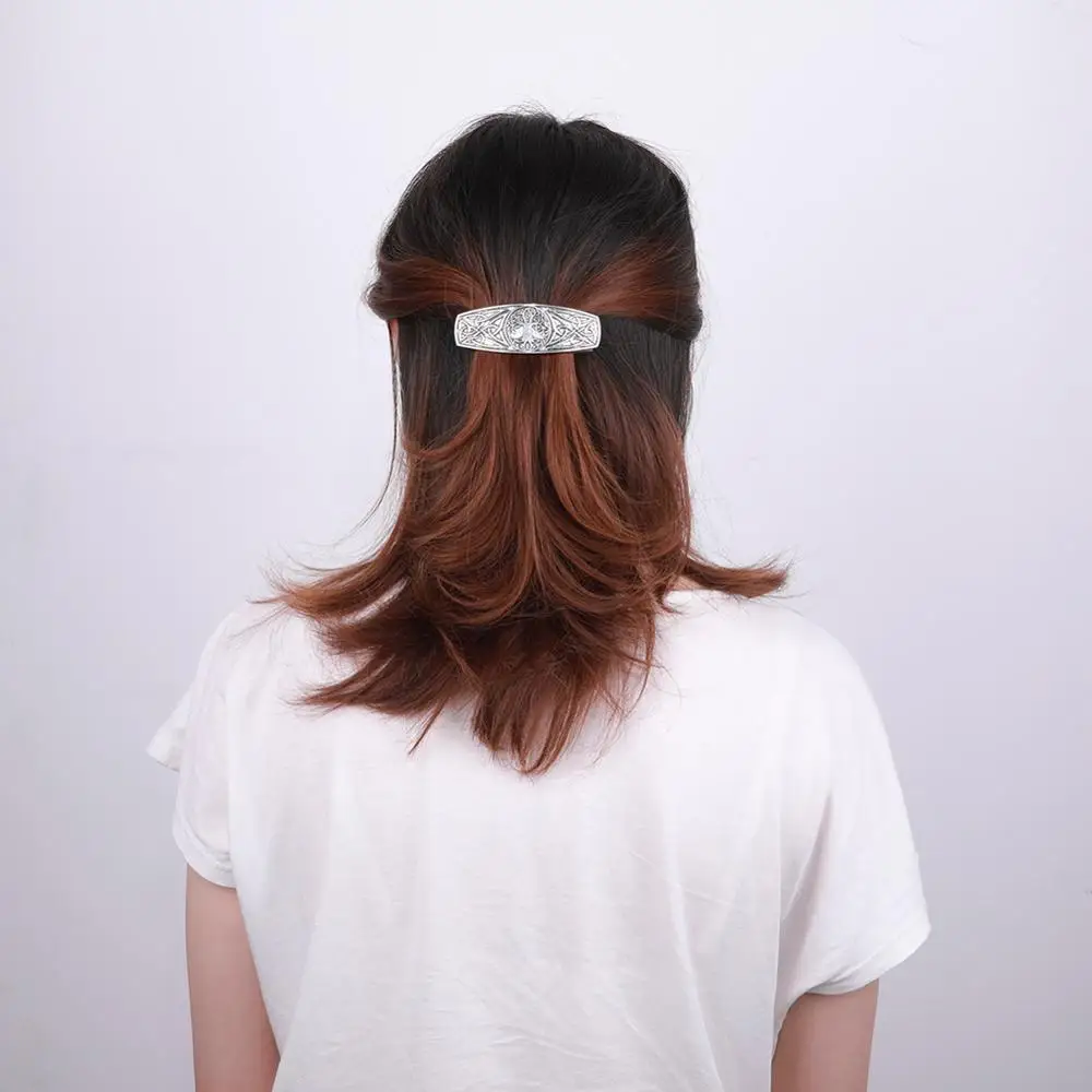 My Shape Hair Clips Sunflower Celtics Knot Tree Of Life Zinc Alloy Hairpins Headdress Silver Color Jewelry Hair-Holder Gift