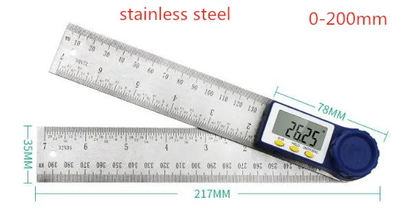 2 in1 electronic Goniometer protractor 0-200mm Digital Meter angle finder measuring vernier caliper level ruler Carpenter tool - Цвет: Цвет: желтый