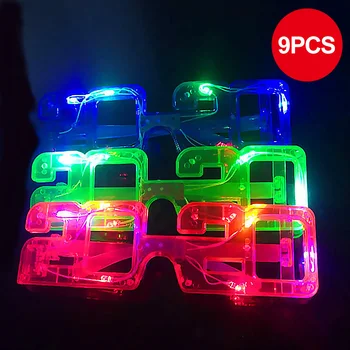 

9 Pair New Year LED Flashing Glasses 2020 Light up Glowing Glasses for New Year Eve Party Favor Decoration Supplies Random Color