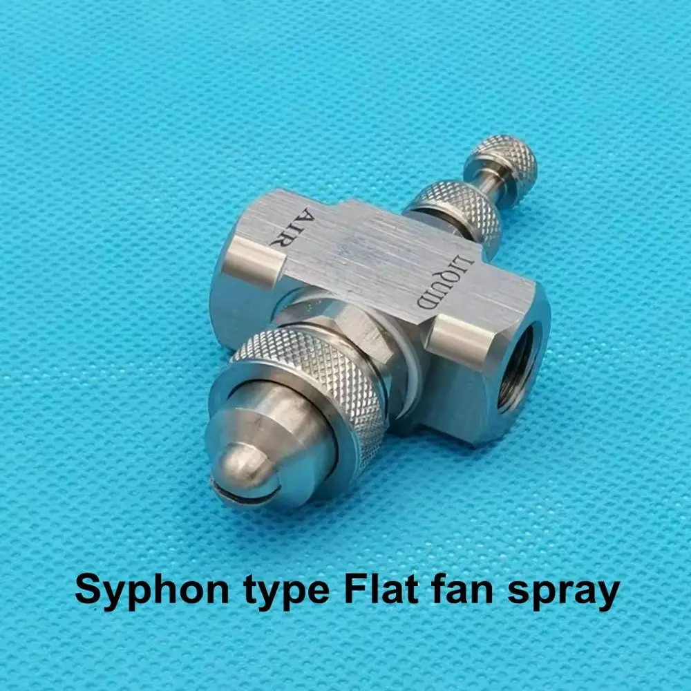 1/4" Double Fluid Air Water Mixing Spray Nozzle, Micro Fog Siphon/pressure Air Atomising Spray Nozzle, Water atomizer nozzle - Цвет: syphon flat fan