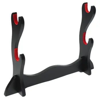 

2 Tier Katana Samurai Sword Holder Black Bracket Hanger Red Cotton Display Stand