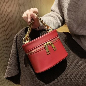 

Elegant Female Chain Tote Bucket bag 2019 Fashion New Quality PU Leather Women's Designer Handbag Retro Shoulder Messenger Bag