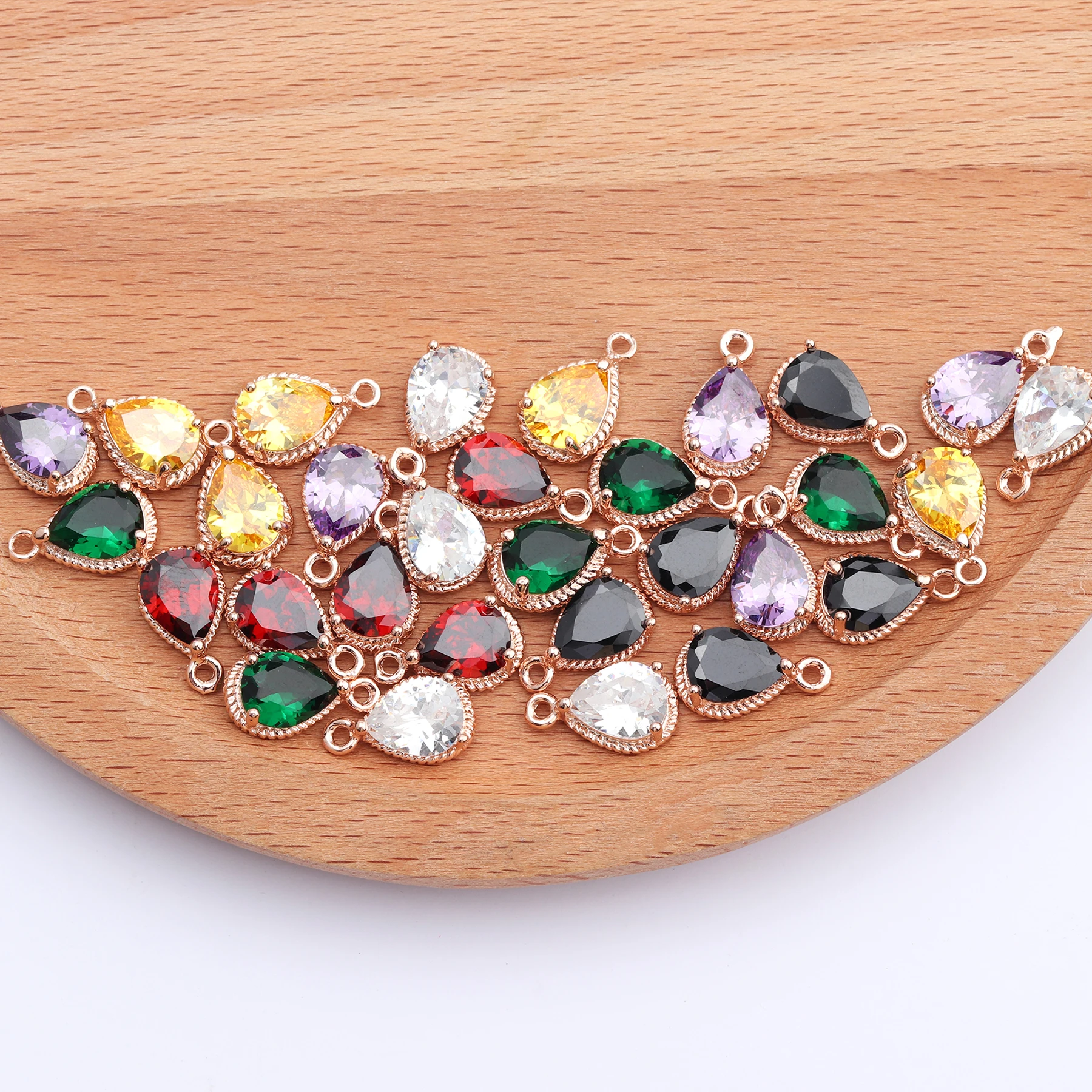 GUFEATHER M451, ювелирные аксессуары, diy циркон кулон, 18k позолоченный, ручная работа, форма падения, diy серьги, изготовление ювелирных изделий, 6 шт./партия