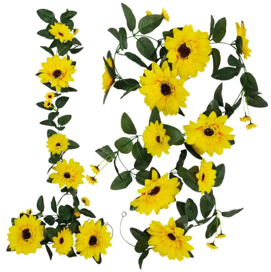

2pcs Artificial Sunflower Vine String For Flower Arrangem Plant Wall Wedding Party Arch Home Garden Hotal Decorative