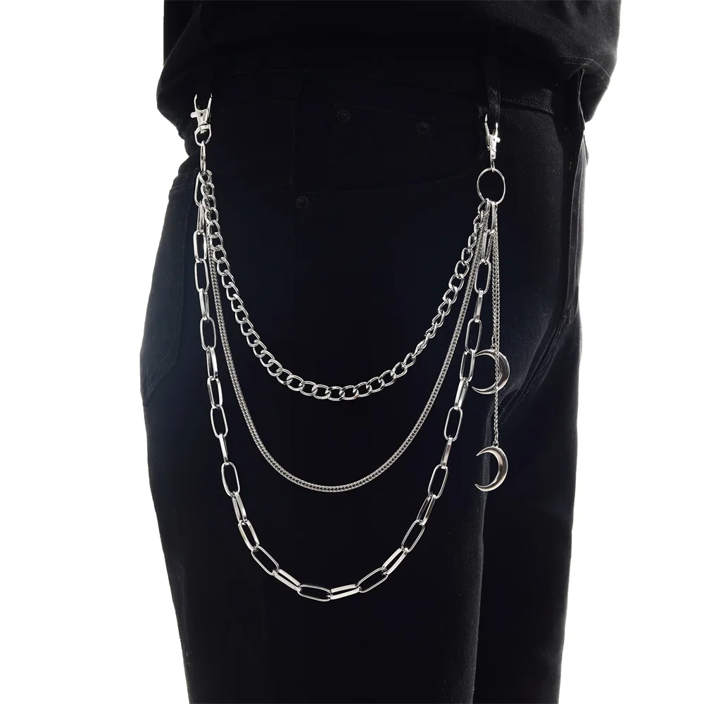 Cadena Para Pantalones Con Colgantes De Luna Y Estrellas - Accesorio De Moda Unisex - Para Jeans, Vaqueros O Shorts - Ideal Como Regalo