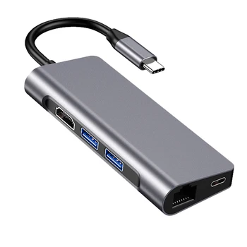 

HW-TC39 7 in 1 Type-C HUB USB-C to USB3.0x2+HDMI+TF+RJ45+PD Power Adapter