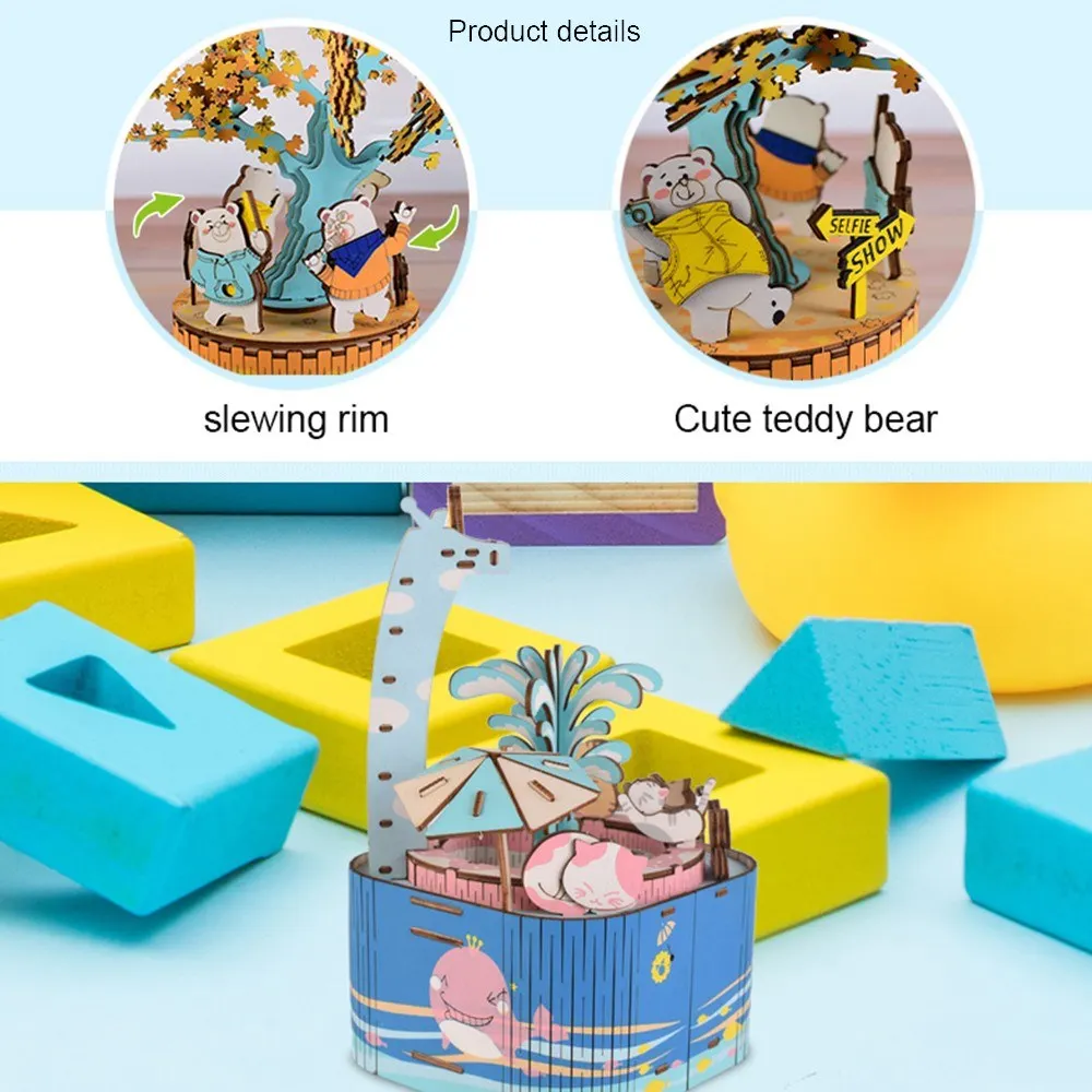 DIY музыкальная шкатулка головоломка 3D деревянная модель головоломки наборы