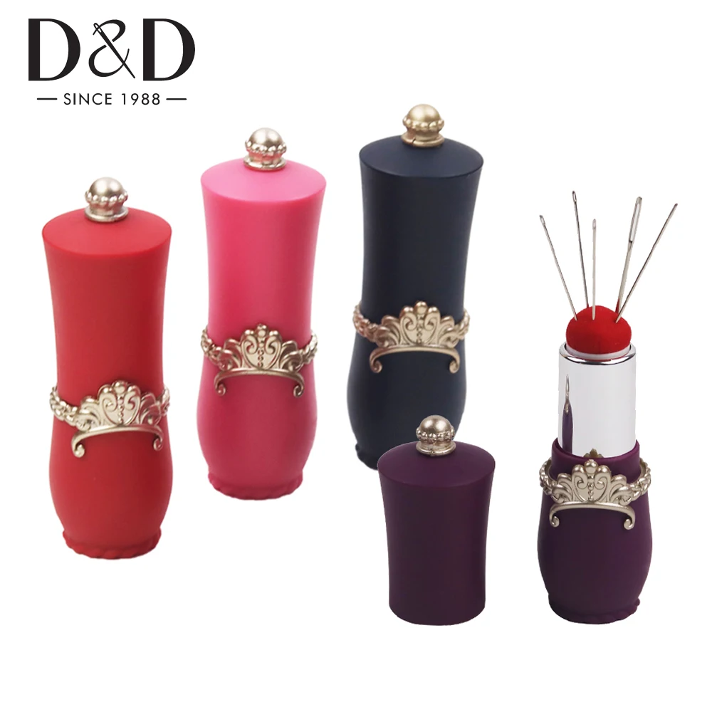 24pcs/set Fashion Lipstick Shaped Needles Pin Cushion With 5 Sewing